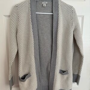 L.L.Bean Gray and Cream Open Cardigan